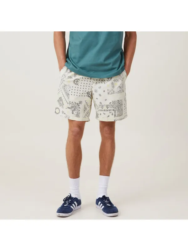 Men's Cashew Print Loose Shorts - Timetomy.com 