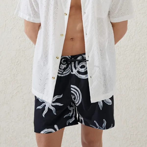 Men's Printed Stretch Swim Trunks And Beach Shorts - Yiyistories.com 