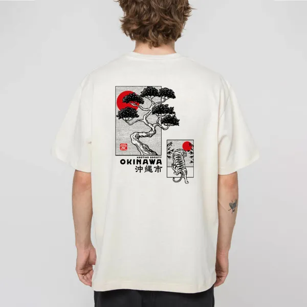 Okinawa Japon T-shirt Rétro En Coton Biologique Pour Homme - Paleonice.com 