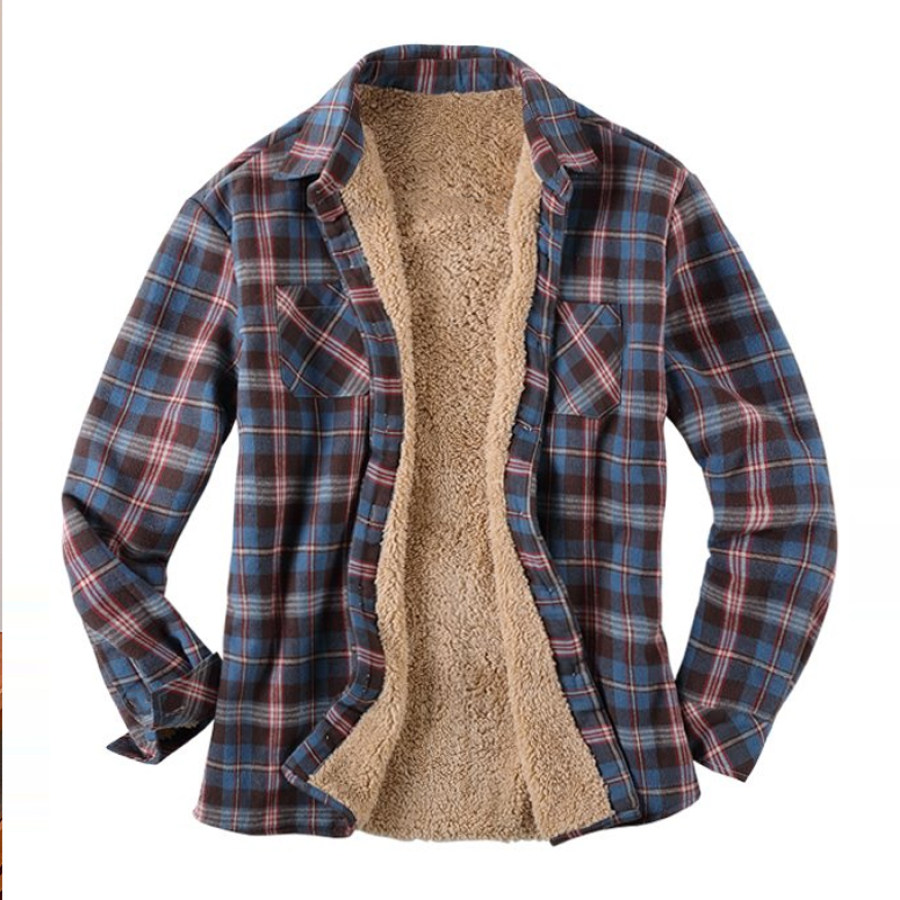 

Mens Plaid Thick Plush Casual Jacket