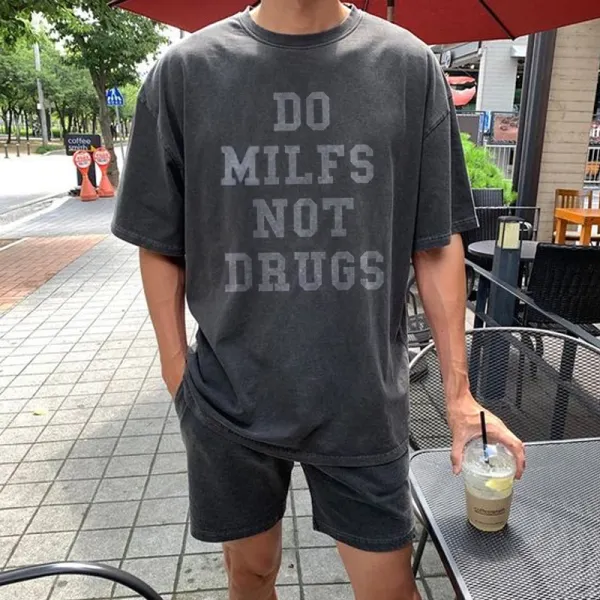 DO DILFS NOT DRUGS Lässiges T-Shirt Mit Aufdruck - Faciway.com 