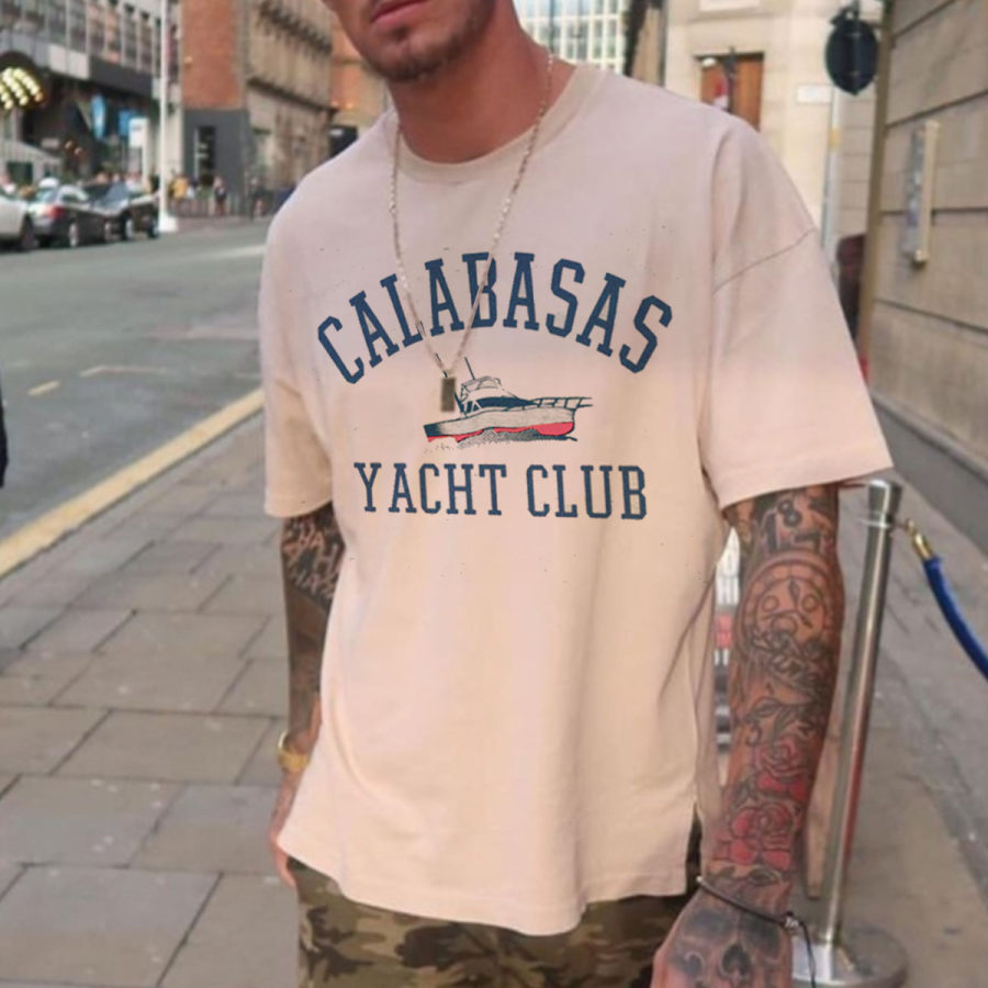 

Men's Oversized Vintage Letter Print T-Shirt