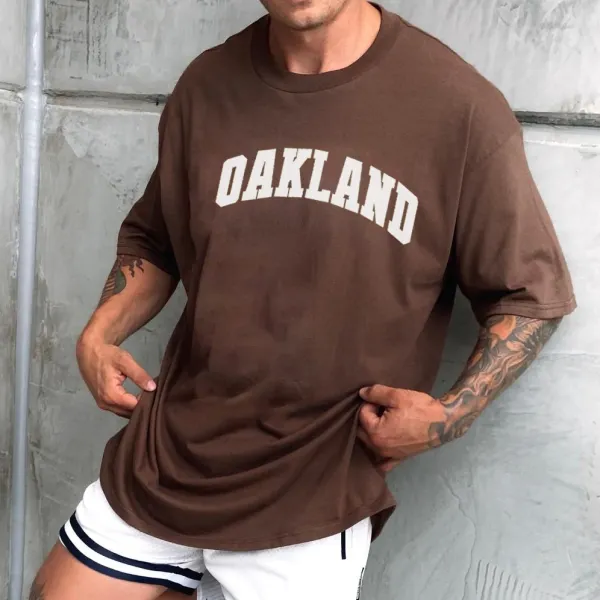 Men's Oversized Vintage OAKLAND T-Shirt - Faciway.com 