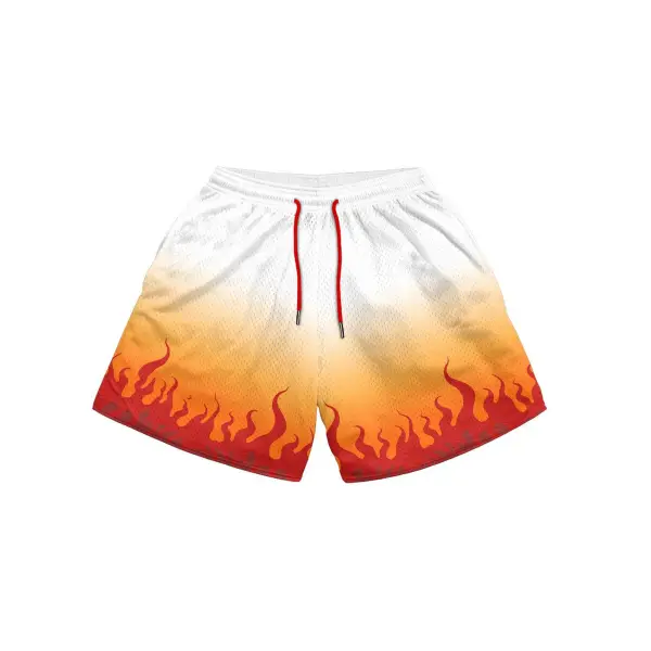 Men's Flame Print Shorts - Paleonice.com 