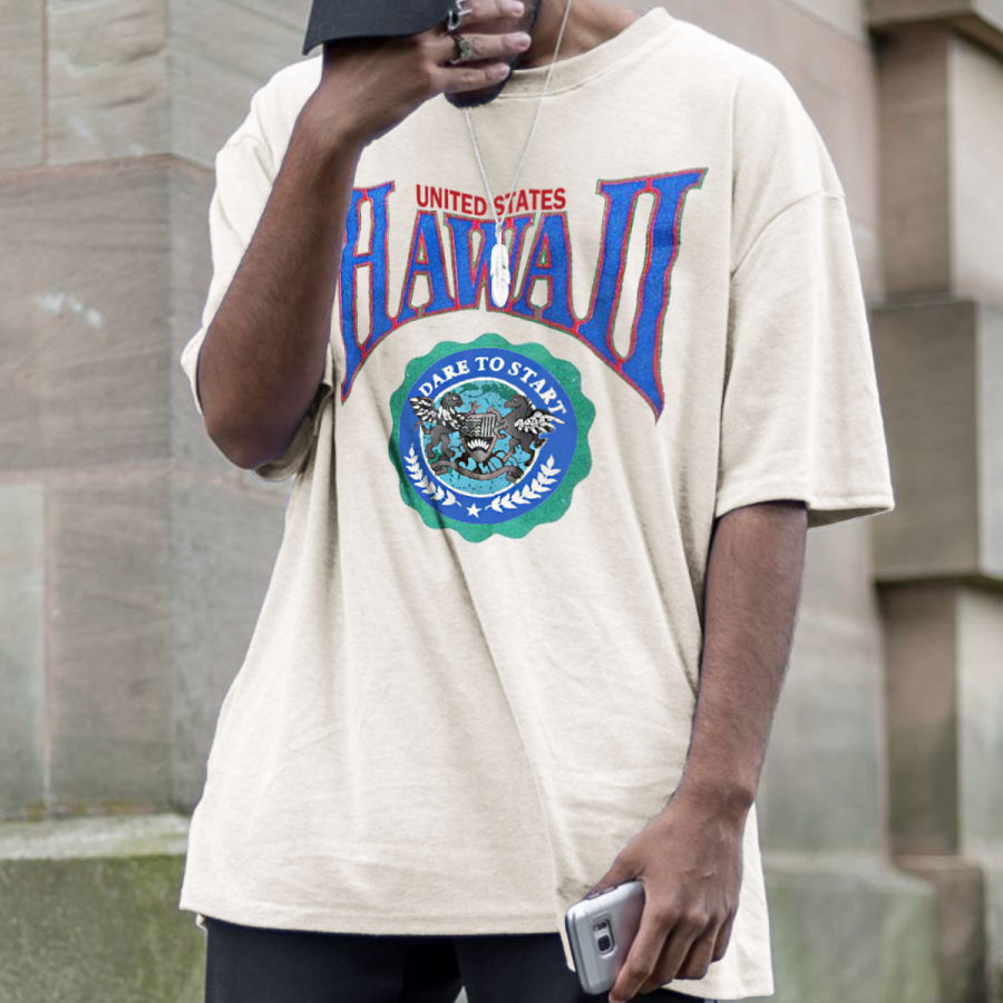 

Men's Vintage Hawaii Print T-Shirt