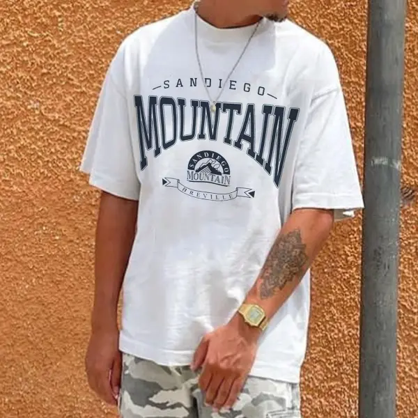 Men's Vintage Mountain Print T-Shirt - Faciway.com 