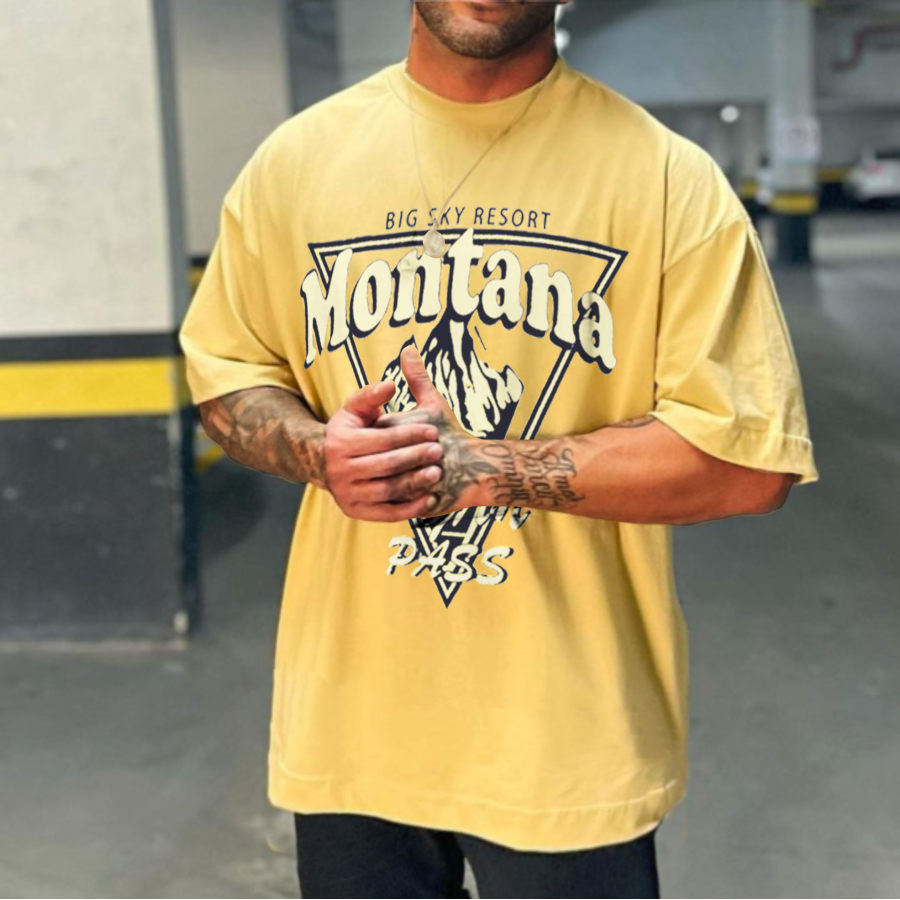 

Men's Oversized Vintage Montana Print T-Shirt