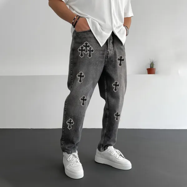 Jeans Con Stampa Alla Moda Da Uomo - Faciway.com 
