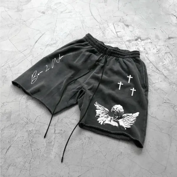 Men's Angel Print Shorts - Paleonice.com 