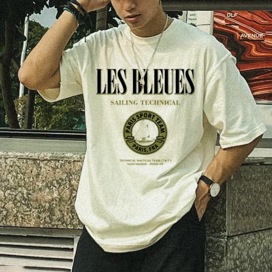 

Men's Casual Loose American Street Retro Yellow Printed Short Sleeve T-Shirt