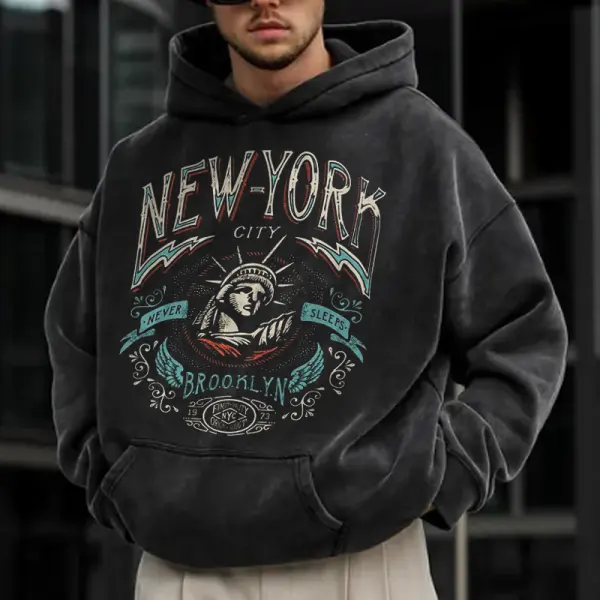 Oversized Casual Vintage 'NEW YORK' Men's Sweatshirt - Faciway.com 