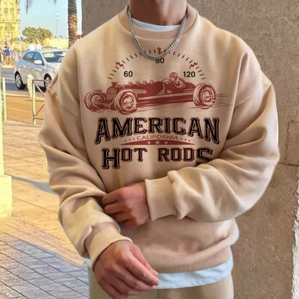 Men's Oversized Vintage American California Hot Rods Casual Sweatshirt - Sanhive.com 