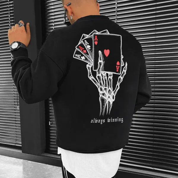Sudadera Informal De Gran Tamaño Con Estampado De Póquer Para Hombre - Faciway.com 