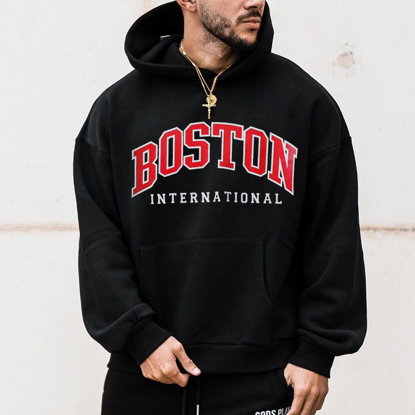Boston Fashion Men's Oversized Chic Sweatshirt Hoodie