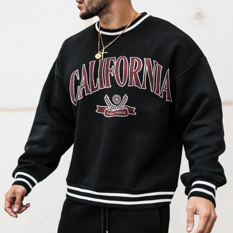 

California Print Men's Oversized Colorblock Sweatshirt