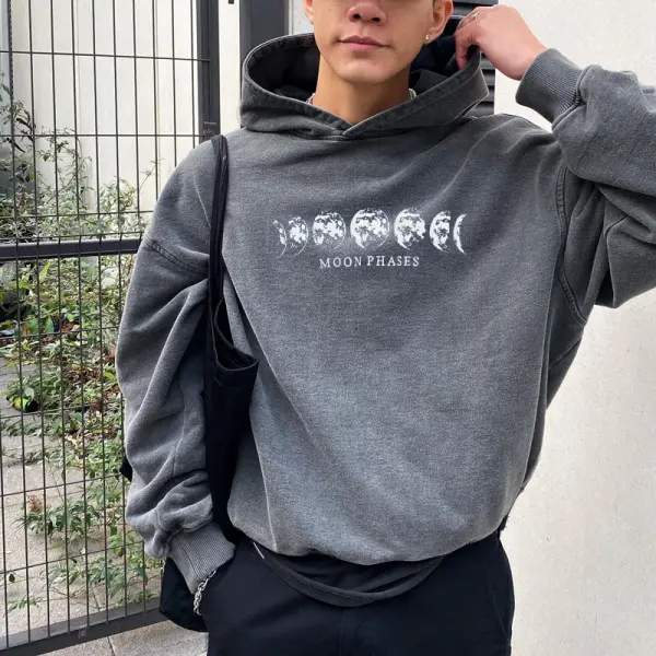 Moon Phases Mens Vintage Hoodie - Faciway.com 