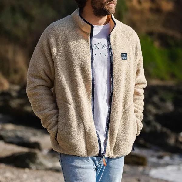 Unisex Retro Casual Outdoor Lamb Fleece Fleece Plush Sweatshirt Jacket - Paleonice.com 
