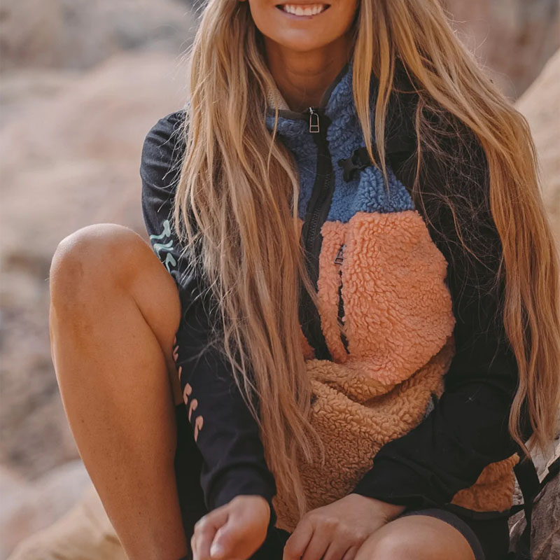 Women Outdoor Color Patchwork Fleece Vest