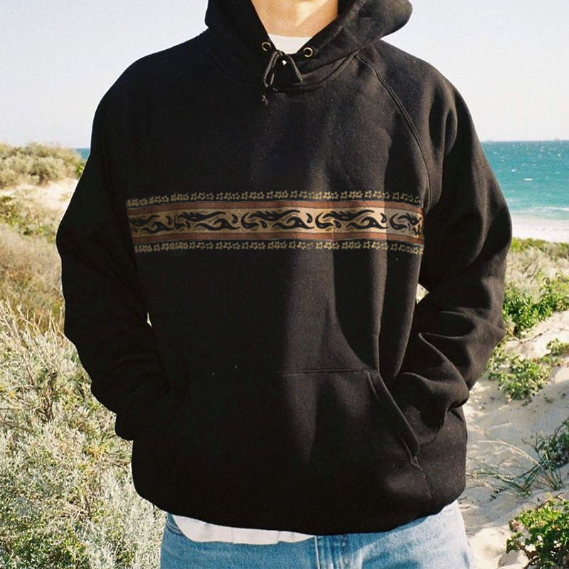 Men's Oversized Vintage Ethnic Print Hoodie