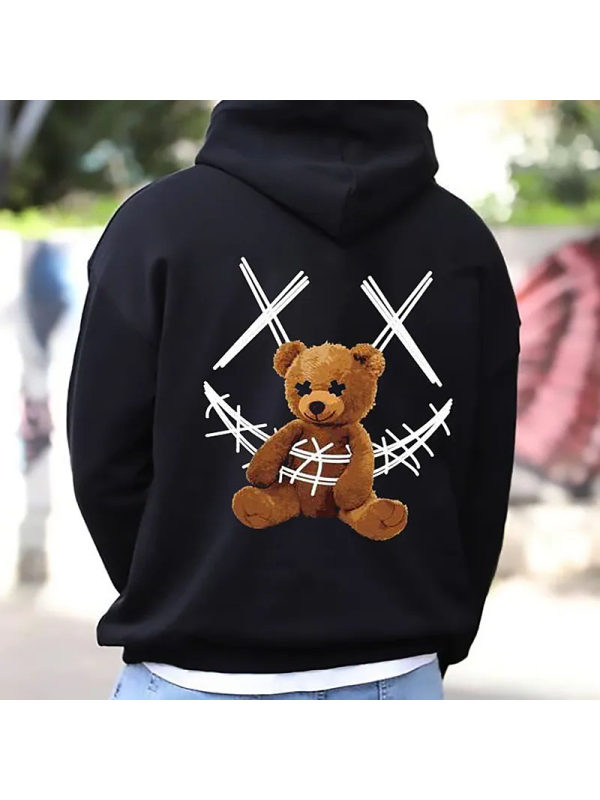 Men's Graphic Bear Print Streetwear Hoodies