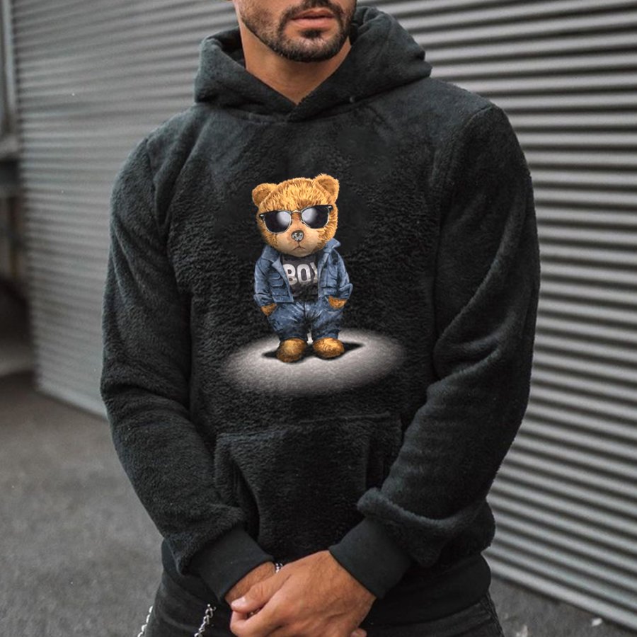 

Lässiger Hoodie Aus Lammwolle Mit Teddybären Für Herren