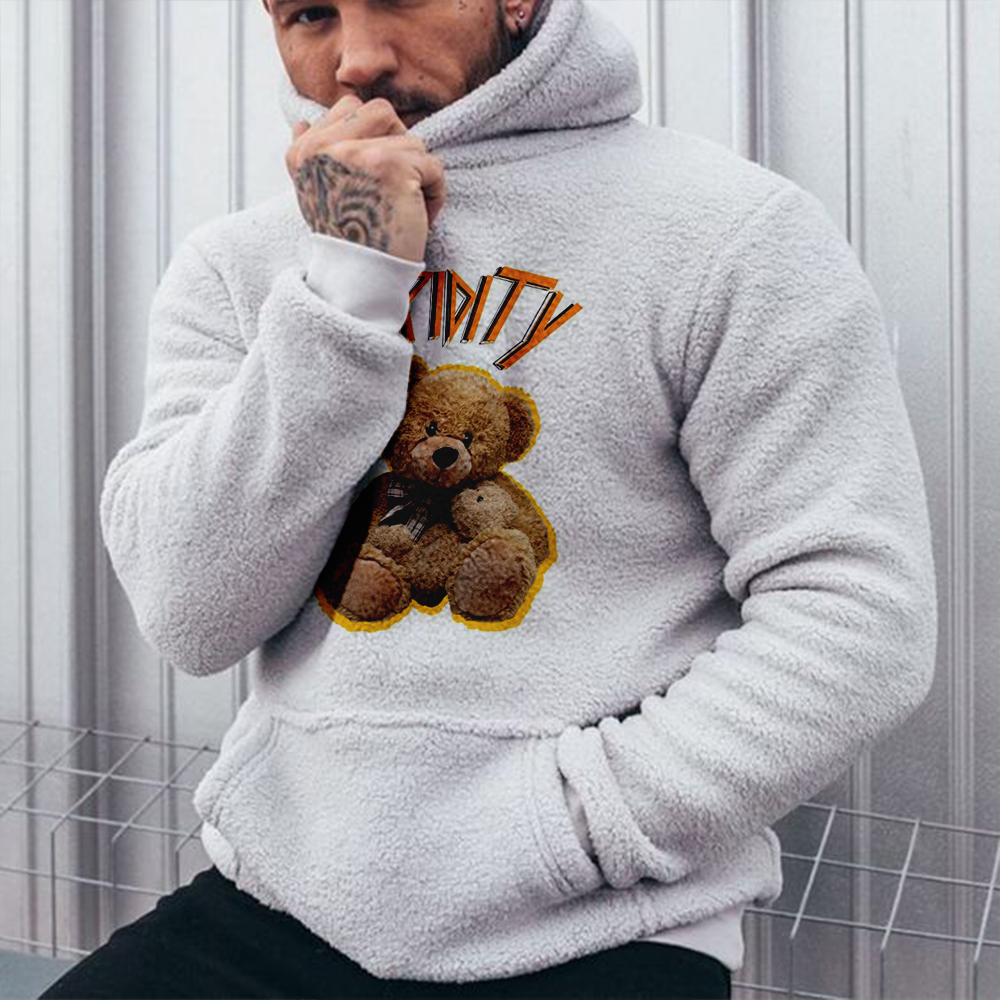 Men's Teddy Bear Sherpa Casual Thermal Hoodie