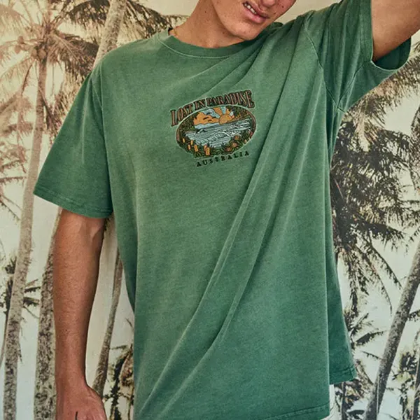 LOST IN PARADISE Camiseta De Surf Masculina Estampada - Paleonice.com 