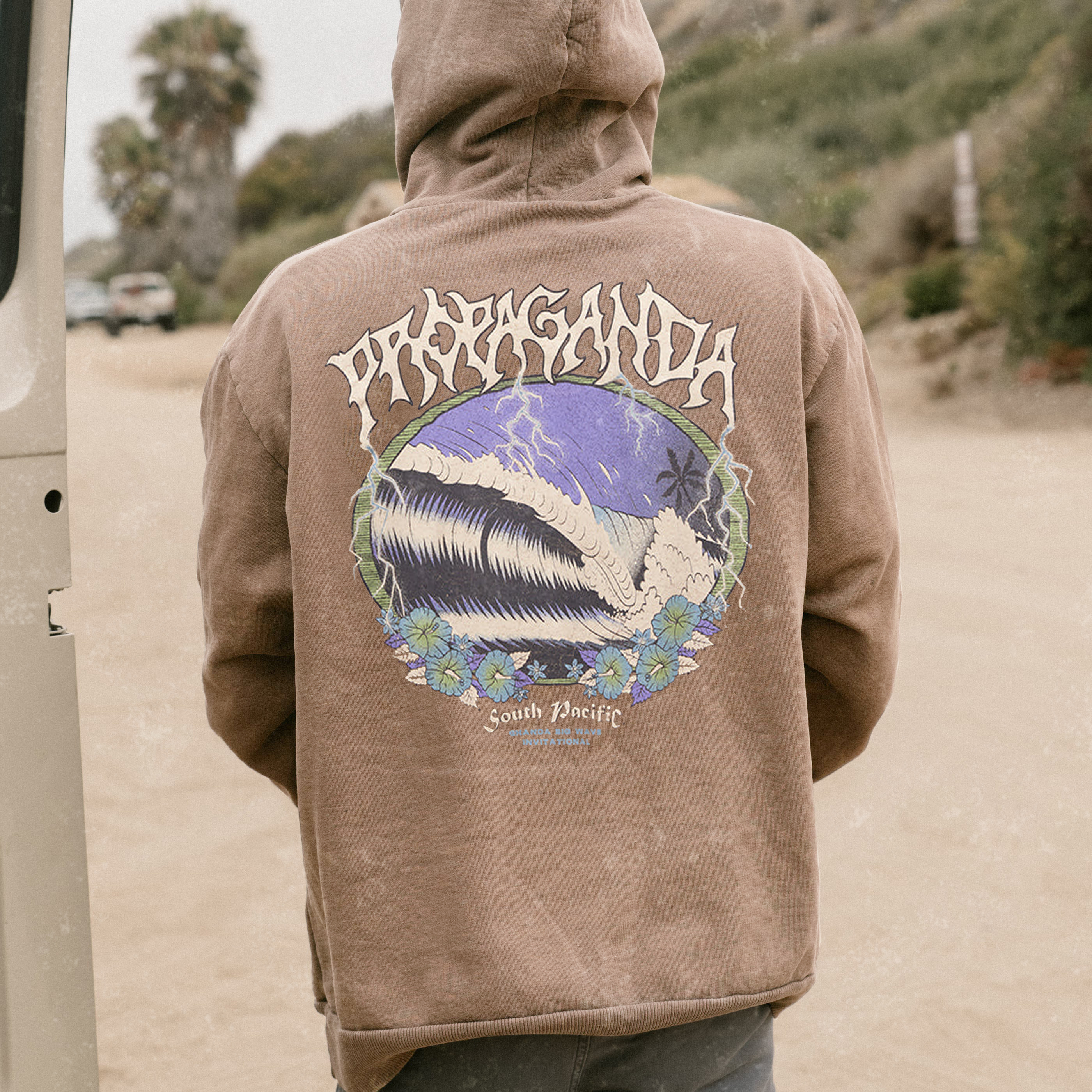 Men's Vintage Print Hooded Sweatshirt