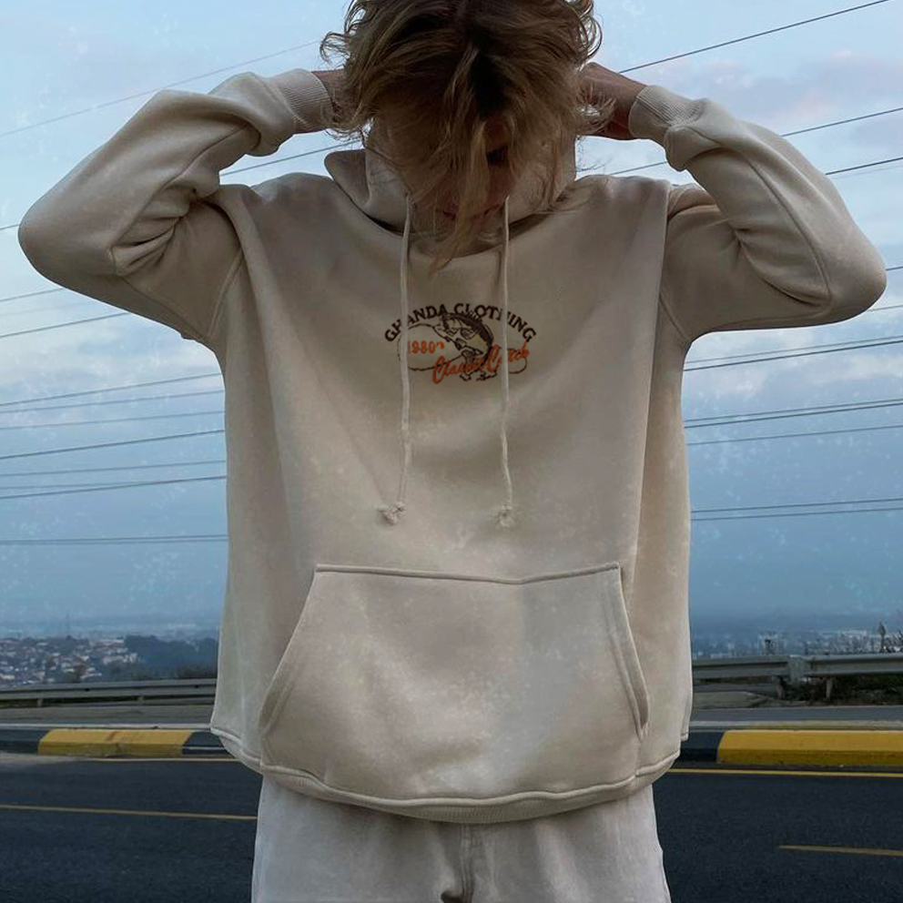 Men's Vintage Print Hooded Sweatshirt