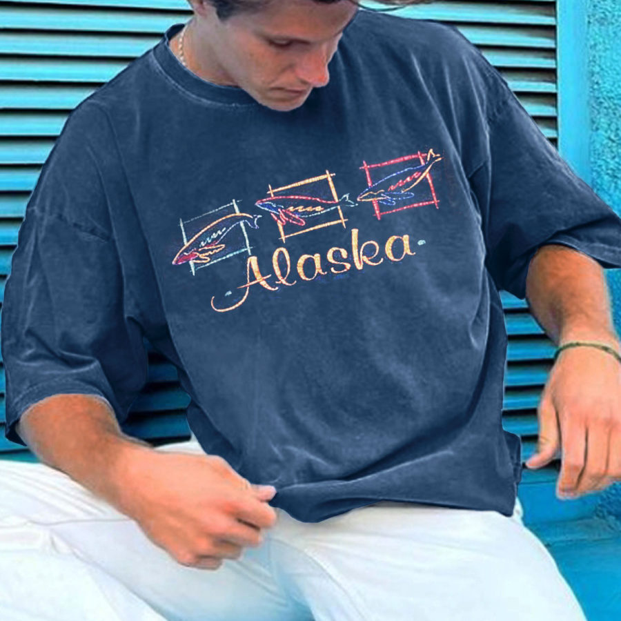 

Das Vintage Alaska-T-Shirt Der Männer