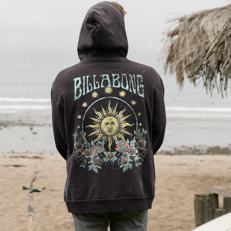 

Men's Vintage Print Hooded Sweatshirt