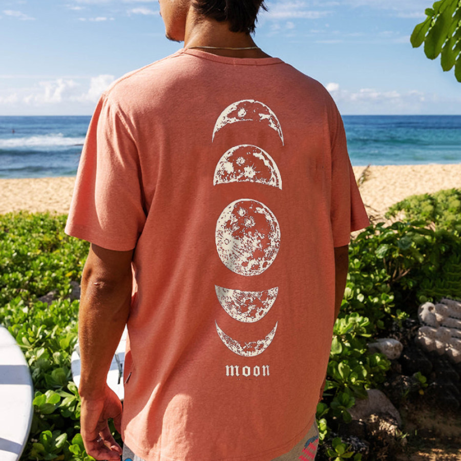 

Men's Moon Printed Short Sleeve T-shirt