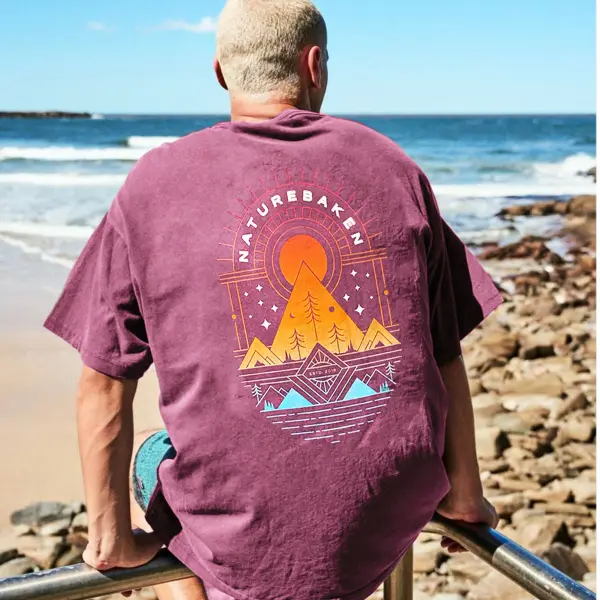 Unisex Retro Cosmic Sunset Vacation T-shirt - Faciway.com 