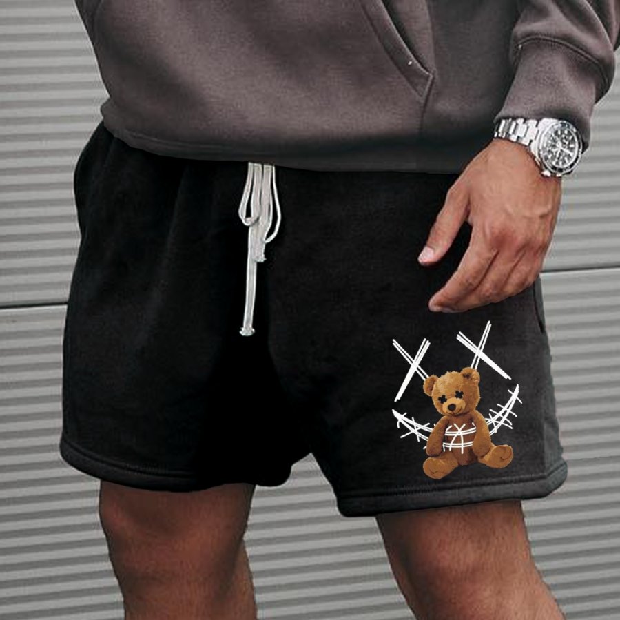 

Men's Retro Smiley Teddy Bear Print Casual Sports Shorts