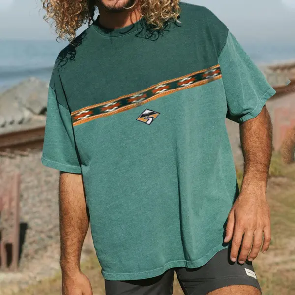 Men's Vintage Print Surf T-Shirt - Nicheten.com 