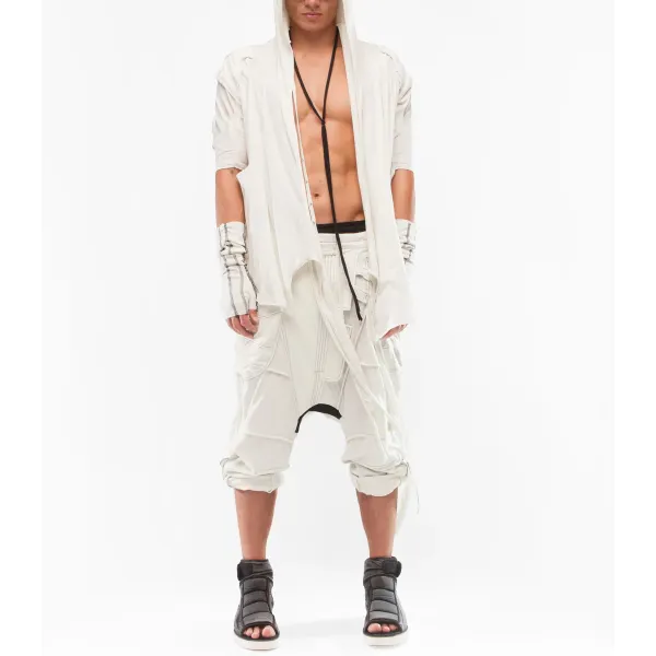 Men's Cropped Hooded Kimono Jacket - Paleonice.com 