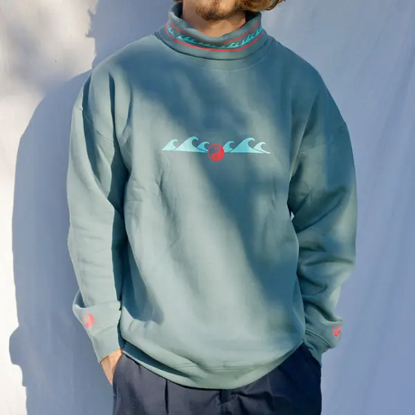 Cclimax Surf Vintage Crew Neck Turtleneck Sweatshirt - Yiyistories.com 