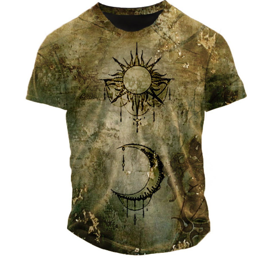 Men's Outdoor Vintage Sun And Moon T-Shirt