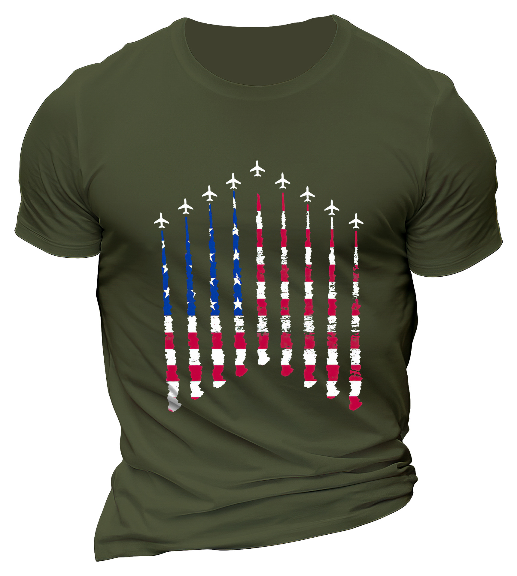 Red White Blue Air Chic Force Flyover Men's Cotton Print T-shirt