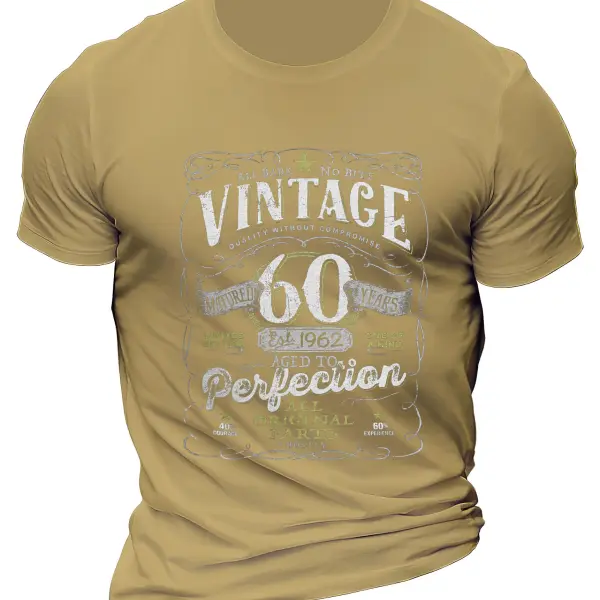 Vintage 60th Birthday Aged To Perfection Men's Cotton Printed T-shirt - Kalesafe.com 