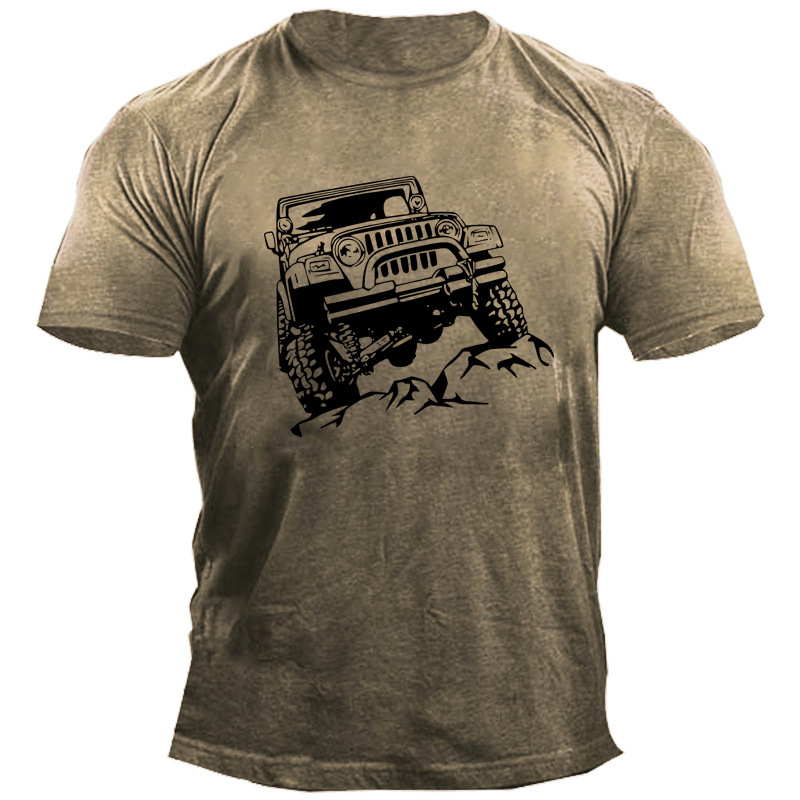 Men's Jeep Road Travel Chic Cotton Printed T-shirt
