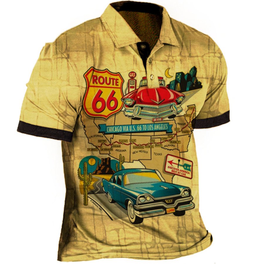 

Men's Outdoor Vintage Route 66 Polo T-Shirt
