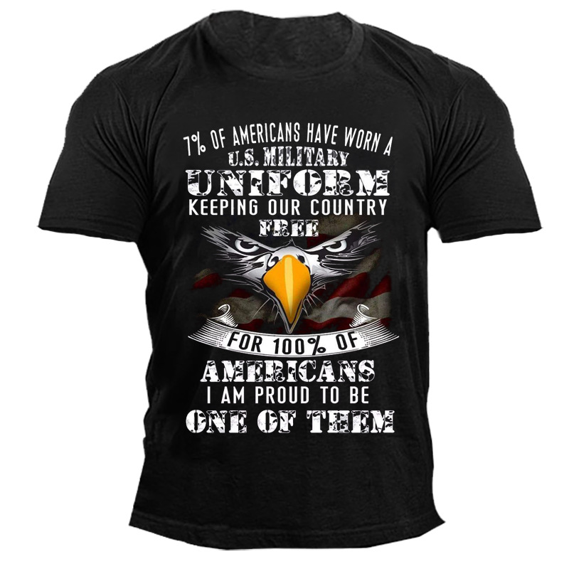 Men's Outdoor Americans Military Chic Uniform Country Eagle Cotton T-shirt