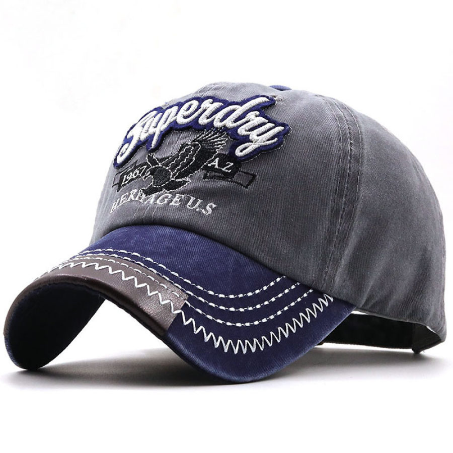 

Eagle Embroidered Printed Cotton Washed Distressed Baseball Cap Sunscreen Cap