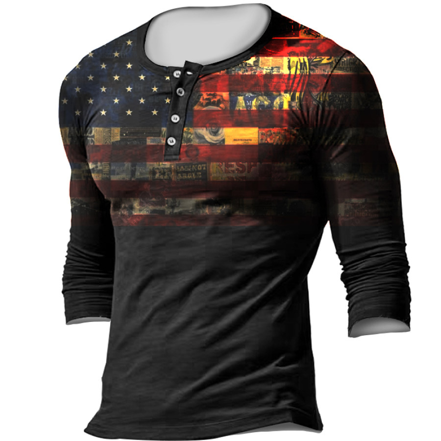 

Men's Outdoor Vintage American Flag Print Tactical Top
