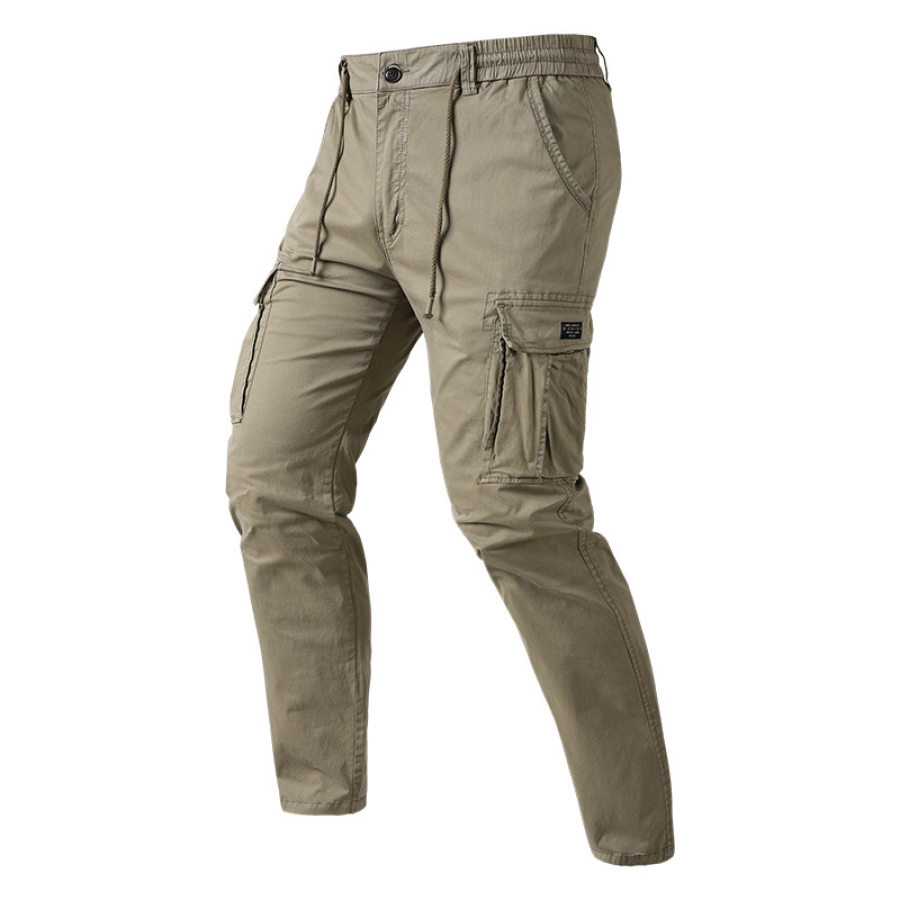 

Men's Drawstring Elastic Waist Straight Loose Multi-pocket Athleisure Pants