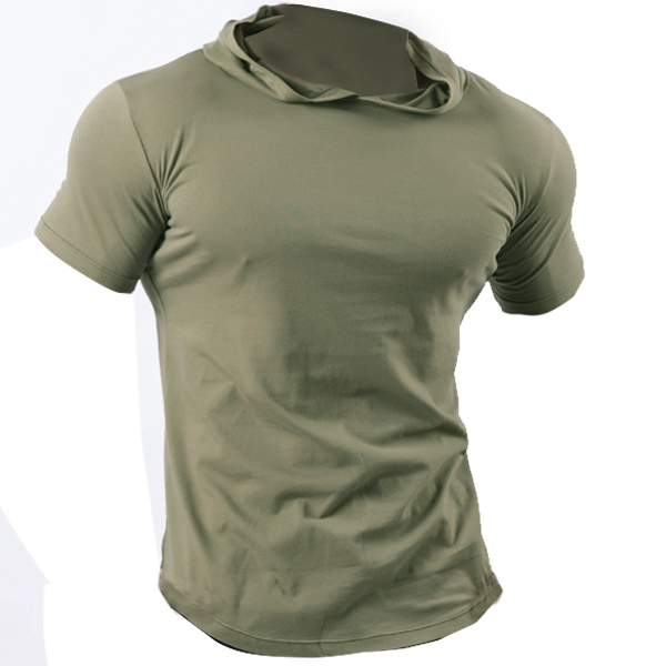 Men's Outdoor Sweaty Running Chic Hooded Fitness T-shirt