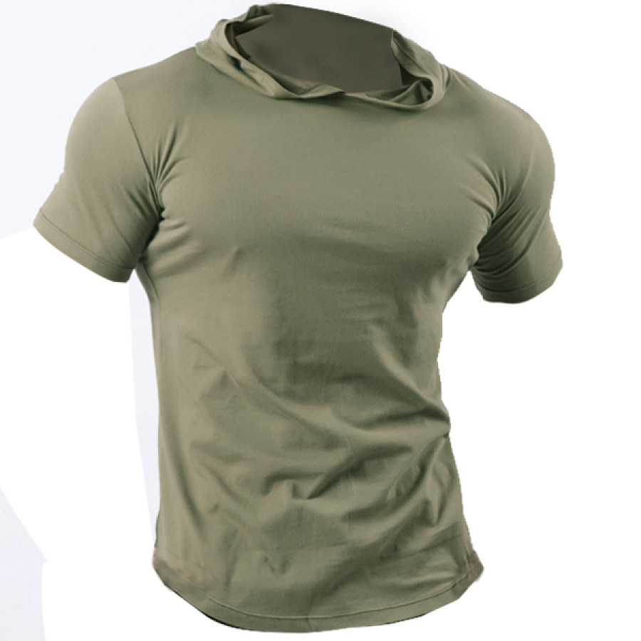 

Men's Outdoor Sweaty Running Hooded Fitness T-Shirt