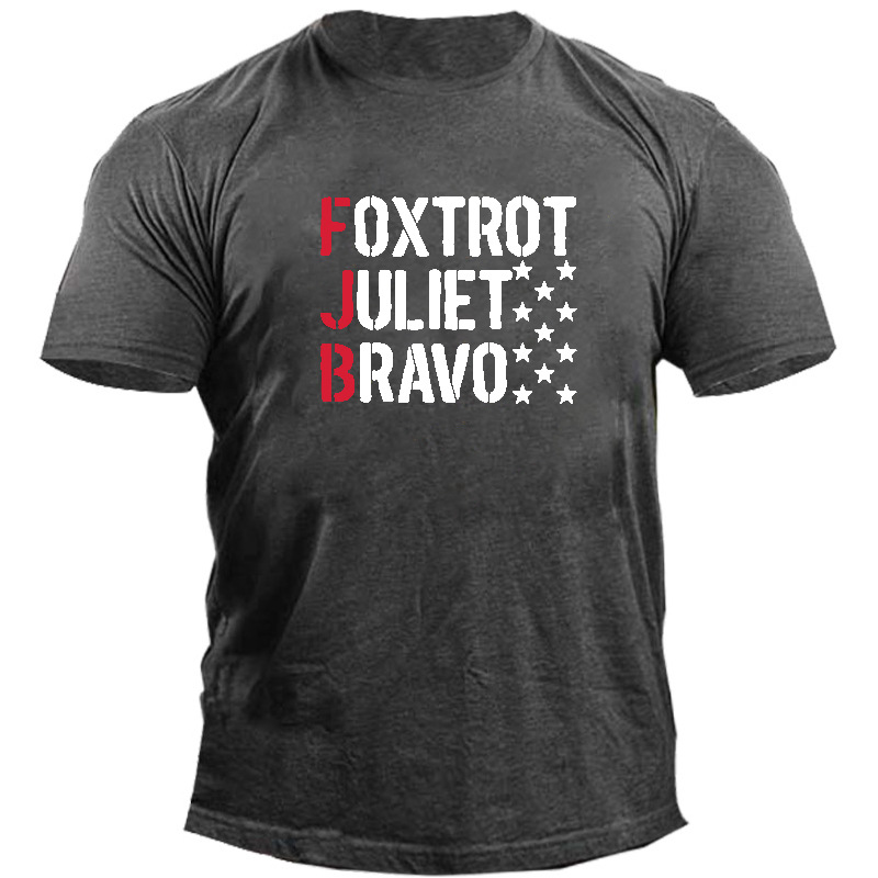 Foxtrot Juliet Bravo Men's Chic Cotton Print T-shirt