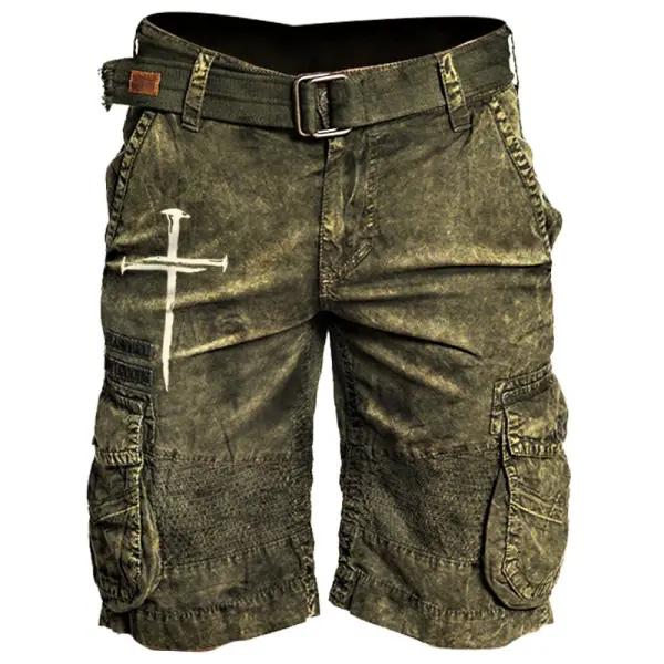 Mens Cross Printed Casual Tactical Shorts - Nikiluwa.com 